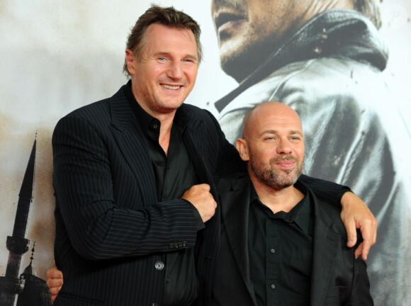 Liam Neeson au côté d'Olivier Megaton, le réalisateur de Taken 2, le 11 septembre 2012.