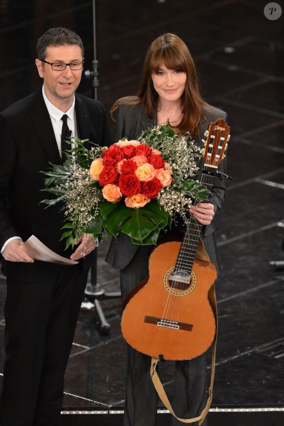 Carla Bruni au 63e festival de la musique Italienne de San Remo, le 13 février 2013.