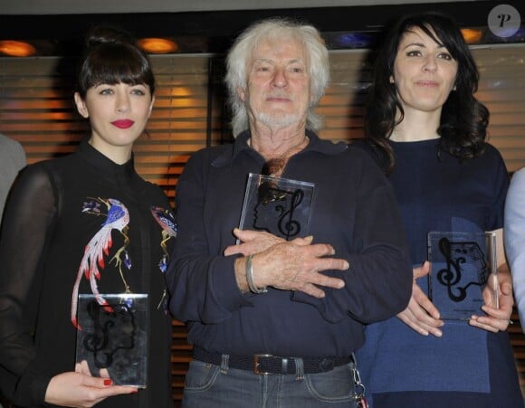 Nolwenn Leroy, Hugues Aufray et La Grande Sophie - Lauréats des Grands Prix de l'UNAC 2013 à la Sacem à Paris. Le 18 mars 2013. 