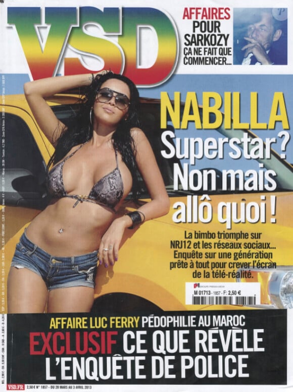 Nabilla en Une de VSD, à paraître le jeudi 28 mars 2013.