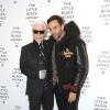 Karl Lagerfeld et Riccardo Tisci assistent à la soirée privée consacrée à l'exposition The Little Black Jacket à Milan. Le 4 avril 2013.