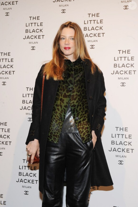 Gaia Trussardi assiste à la soirée privée consacrée à l'exposition The Little Black Jacket à Milan. Le 4 avril 2013.