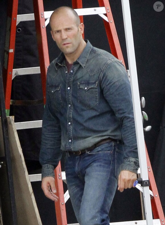 Jason Statham pendant le tournage du film Heat à la Nouvelle-Orléans, le 9 avril 2013.