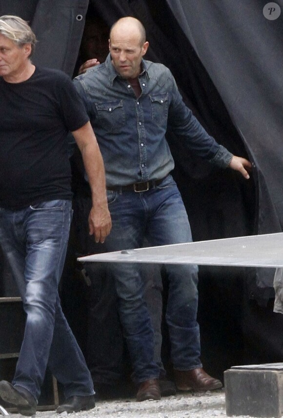 Jason Statham sur le tournage du film Heat à la Nouvelle-Orléans, le 9 avril 2013.