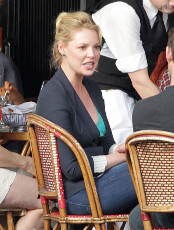 Exclusif - Katherine Heigl et Patrick Wilson déjeunent en terrasse au restaurant Figaro Cafe à Los Feliz, le 15 février 2013.