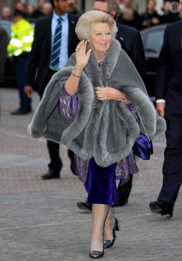 La reine Beatrix, le prince Willem-Alexander et la princesse Maxima des Pays-Bas à Utrecht le 11 avril 2013 pour fêter les 300 ans du Traité d'Utrecht et lancer le programme de commémorations prévues par la ville jusqu'en septembre.