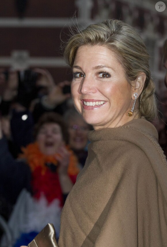 La reine Beatrix, le prince Willem-Alexander et la princesse Maxima des Pays-Bas à Utrecht le 11 avril 2013 pour fêter les 300 ans du Traité d'Utrecht et lancer le programme de commémorations prévues par la ville jusqu'en septembre.