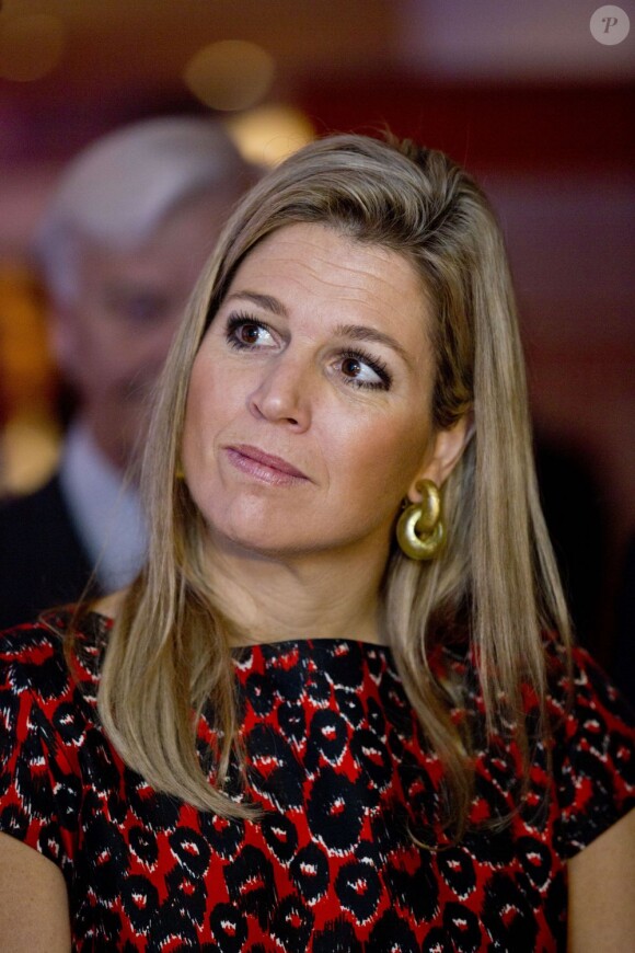La princesse Maxima des Pays-Bas intervenait le 11 avril 2013 au théâtre Beatrix d'Utrecht dans le cadre de la semaine de l'entrepreneuriat.