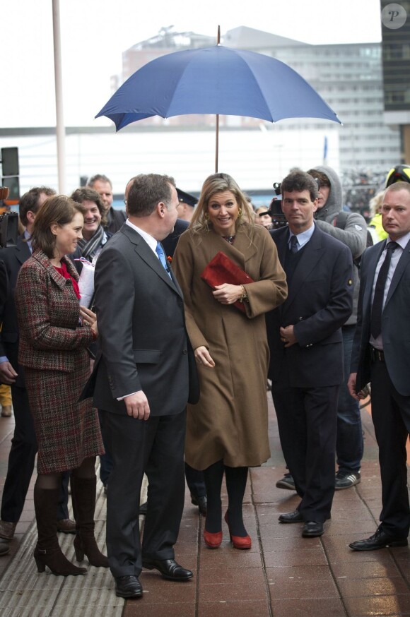 La princesse Maxima des Pays-Bas intervenait le 11 avril 2013 au théâtre Beatrix d'Utrecht dans le cadre de la semaine de l'entrepreneuriat.