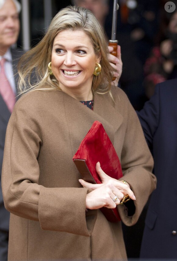 La princesse Maxima des Pays-Bas intervenait le 11 avril 2013 au théâtre Beatrix d'Utrecht dans le cadre de la semaine de l'entrepreneuriat.