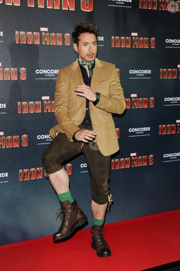 Robert Downey Jr. au photocall du film Iron Man 3 au palais Montgelais à Munich, le 12 avril 2013.