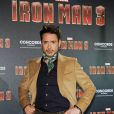 Robert Downey Jr. lors du photocall du film Iron Man 3 au palais Montgelais à Munich, le 12 avril 2013.
