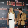 Robert Downey Jr. et Gwyneth Paltrow pendant le photocall du film Iron Man 3 au palais Montgelais à Munich, le 12 avril 2013.