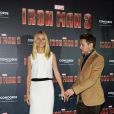 Robert Downey Jr. et Gwyneth Paltrow au photocall du film Iron Man 3 au palais Montgelais à Munich, le 12 avril 2013.