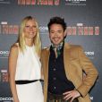 Robert Downey Jr. et Gwyneth Paltrow lors du photocall du film Iron Man 3 au palais Montgelais à Munich, le 12 avril 2013.