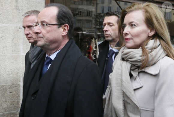 Le président François Hollande et Valérie Trierweiler à Tulle, le 6 avril 2013.