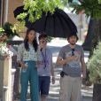 Zoe Saldana et le réalisateur Guillaume Canet sur le tournage de Blood Ties à New York le 31 mai 2012