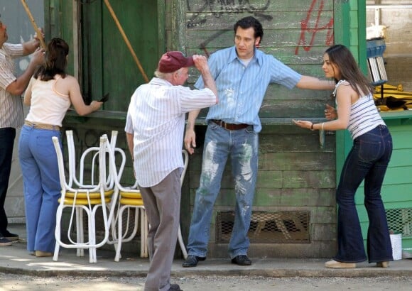 Mila Kunis, Clive Owen, Billy Crudup et James Caan sur le tournage de Blood Ties à New York le 29 mai 2012