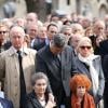 Edouard Balladur, Simone Veil, son fils Pierre-Francois, madame Marie-Josee Balladur lors des obsèques d'Antoine Veil au cimetière du Montparnasse à Paris le 15 avril 2013.