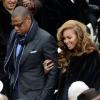 Jay-Z et Beyonce Knowles lors de l'investiture de Barack Obama à Washington, le 21 janvier 2013.
