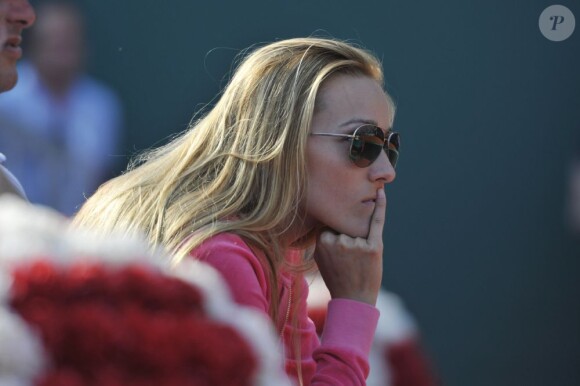 Jelena Ristic lors du match de son homme Novak Djokovic en huitième de finale du tournoi de Monte Carlo le 18 avril 2013