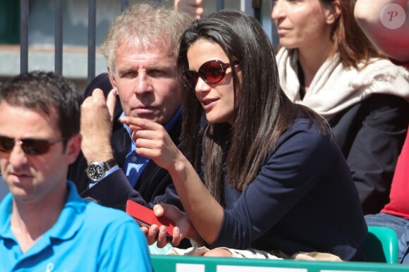 Patrick Poivre d'Arvor et son amie Caroline lors de la finale de tennis du Monte Carlo Rolex Masters 1000 à Monaco le 21 Avril 2013