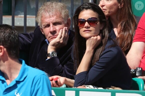 Patrick Poivre d'Arvor et son amie Caroline lors de la finale de tennis du Monte Carlo Rolex Masters 1000 à Monaco le 21 Avril 2013