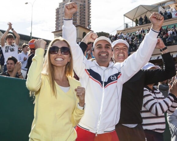 Jelena Ristic, heureuse arpès la victoire de son homme Novak Djokovic en finale du tournoi de tennis du Monte Carlo Rolex Masters 1000 à Monaco le 21 Avril 2013 face à Rafael Nadal