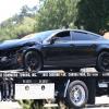 La voiture de l'ancienne playmate Kendra Wilkinson après son accident à Los Angeles, le 22 avril 2013.