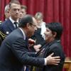 François Hollande a remis les medailles d'honneur du travail lors d'une cérémonie à l'Elysée, le 1er mai 2013.