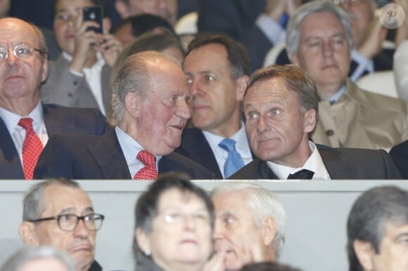 Le roi Juan Carlos d'Espagne assistait le 30 avril 2013 à San Bernabeu à la demi-finale retour de Ligue des Champions opposant le Real Madrid au Borussia Dortmund, vainqueur 4-1 à l'aller. La victoire 2-0 des merengue n'a pas suffi...
