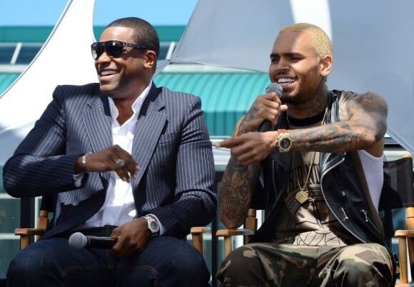 L'acteur Chris Tucker et Chris Brown lors de la conférence de presse des BET Awards à l'Icon LA Ultra Lounge. Los Angeles, le 14 mai 2013.