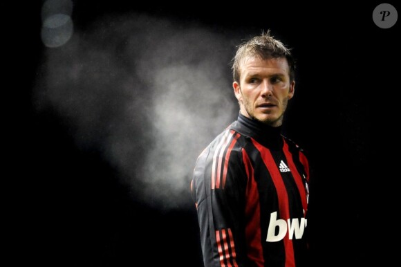 David Beckham avec le maillot du Milan AC à Rome le 4 février 2009
