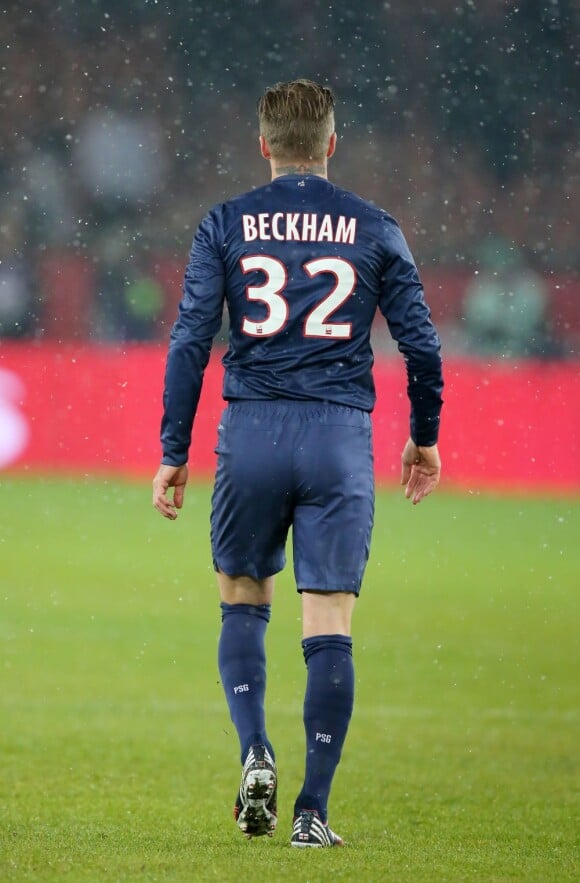 David Beckham lors du match face à l'Olympique de Marseille le 24 février 2013 au Parc des Princes à Paris