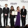 Jeremy Irvine, Colin Firth, Blanca Suarez, Caroline Scheufele, Gilles Jacob et Harvey Weinstein lors de la soirée des Trophées Chopard pendant le Festival de Cannes le 16 mai 2013
