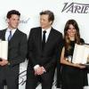 Colin Firth entre Jeremy Irvine et Blanca Suarez lors de la soirée des Trophées Chopard pendant le Festival de Cannes le 16 mai 2013
