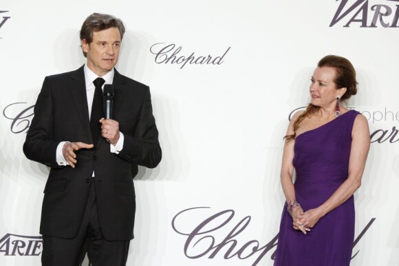 Colin Firth et Caroline Scheufele lors de la soirée des Trophées Chopard pendant le Festival de Cannes le 16 mai 2013