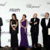 Jeremy Irvine, Blanca Suarez, Caroline Scheufele, Gilles Jacob, Harvey Weinstein, et Colin Firth lors de la soirée des Trophées Chopard pendant le Festival de Cannes le 16 mai 2013