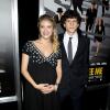 Mélanie Laurent, enceinte de son premier enfant, et son collègue Jesse Eisenberg, lors de l'avant-première du film Insaisissables (Now You See Me) à New York le 21 mai 2013