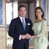 La princesse Madeleine de Suède pose officiellement au côté de son fiancé Christopher O'Neill, le 21 mai 2013.