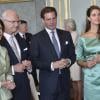 La reine Silvia de Suède, le Roi Carl Gustav de Suède, Chris O'Neill et la princesse Madeleine de Suède lors d'une reception au Palais Royal de Stockholm, le 19 mai 2013.