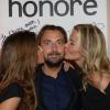 Henri Leconte entouré de sa femme Florentine et sa fille Sara-Luna lors de la soirée d'anniversaire d'Henri Leconte qui célébrait ses 50 ans au restaurant Très Honoré à Paris le 30 mai 2013
