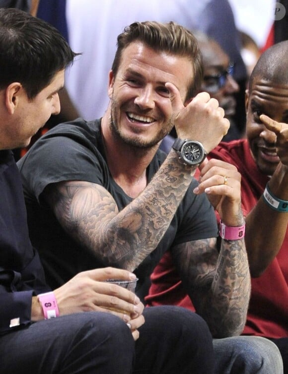 David Beckham assiste au match de basket Miami Heat / Indiana Pacers à Miami le 30 mai 2013.