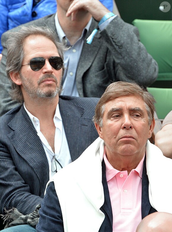 Christopher Thompson et Jean-Pierre Foucault à Roland-Garros le 1er juin 2013.