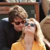 L'actrice Nadia Vodianova, très complice avec son compagnon Antoine Arnault, à Roland-Garros le 1er juin 2013.