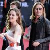 Angelina Jolie et Brad Pitt arrivant à l'avant-première à Berlin du film World War Z en Allemagne, à Berlin le 4 juin 2013