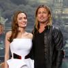 Le couple Angelina Jolie et Brad Pitt lors de l'avant-première à Berlin du film World War Z en Allemagne, à Berlin le 4 juin 2013