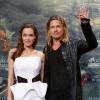 Le couple Angelina Jolie et Brad Pitt lors de l'avant-première à Berlin du film World War Z en Allemagne, à Berlin le 4 juin 2013