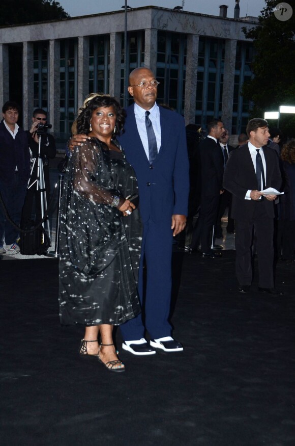 Samuel L. Jackson et sa femme LaTanya Richardson  à la soirée Giorgio Armani à Rome, le 5 juin 2013.