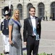 Theodora et Philippos de Grèce au mariage de la princesse Madeleine de Suède et de Chris O'Neill au palais royal à Stockholm le 8 juin 2013.